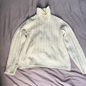 Ami Men's Cream Turtleneck Sweater